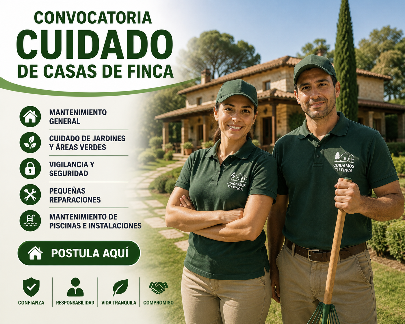 Convocatoria de cuidado de casas de finca