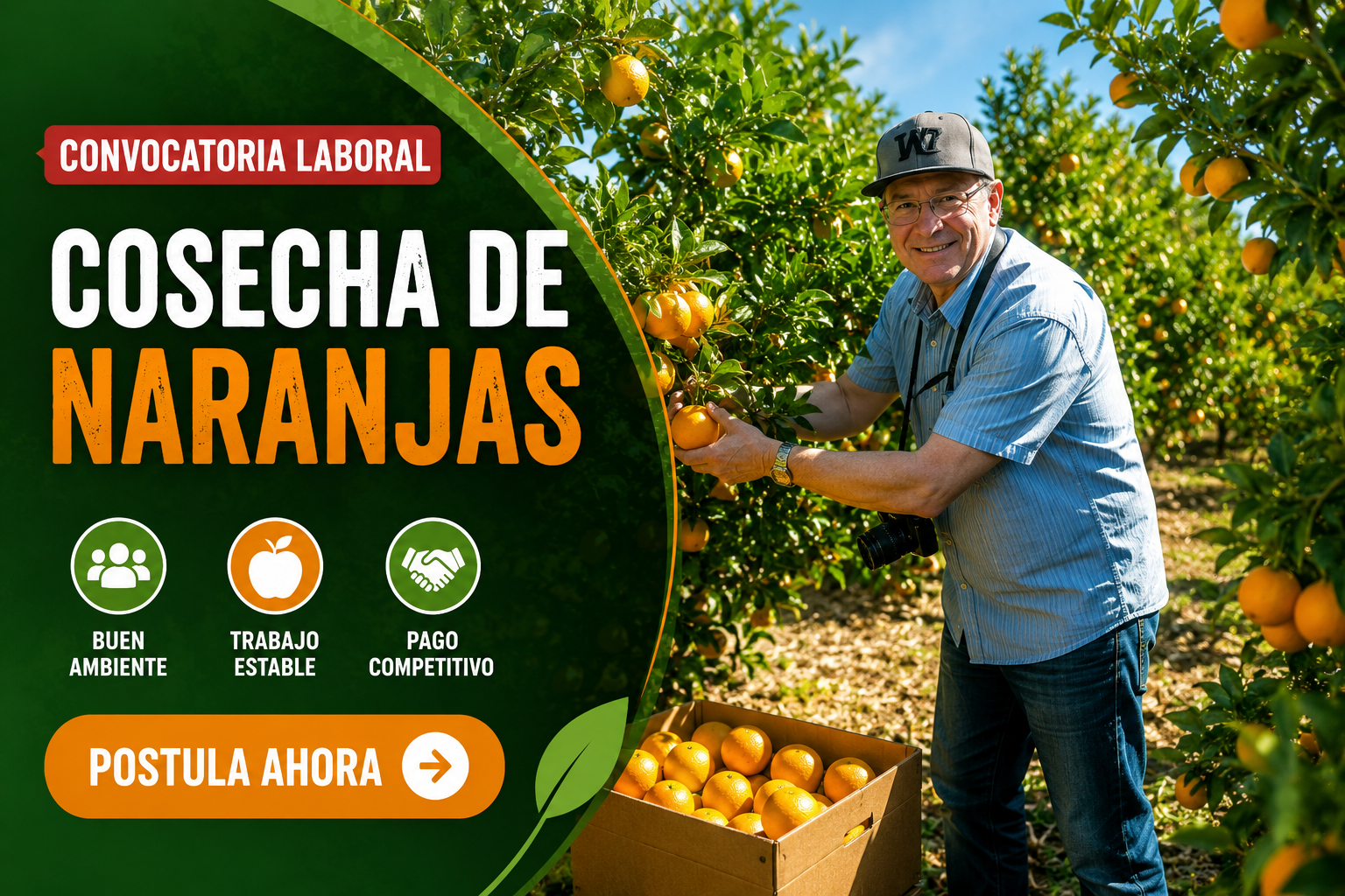 🍊 ¡Gran Oportunidad Laboral! Trabajo en Cosecha de Naranjas