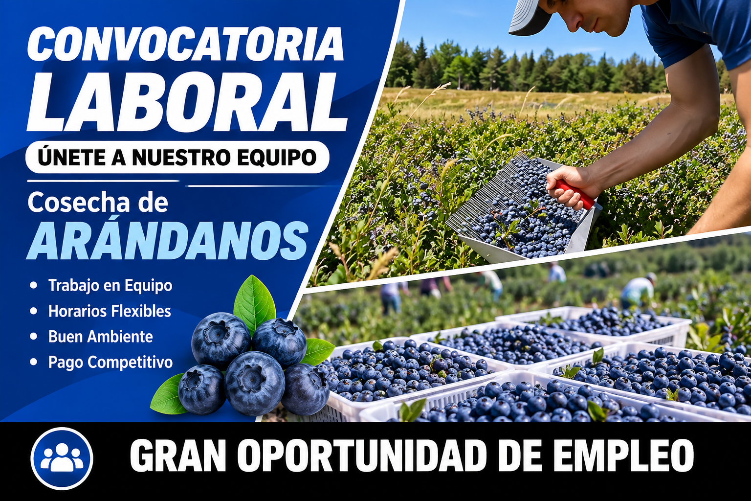 🫐 ¡Atención! Buscan Trabajadores para Cosecha de Arándanos