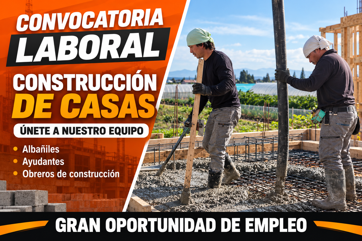 🏗️ ¡Oportunidad de Empleo! Personal para Construcción de Casas