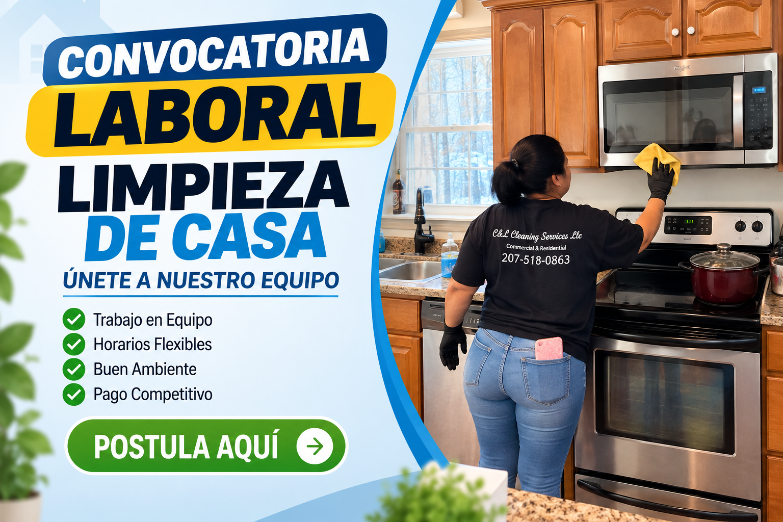 🏠 ¡Oportunidad de Empleo! Personal para Limpieza de Hogares